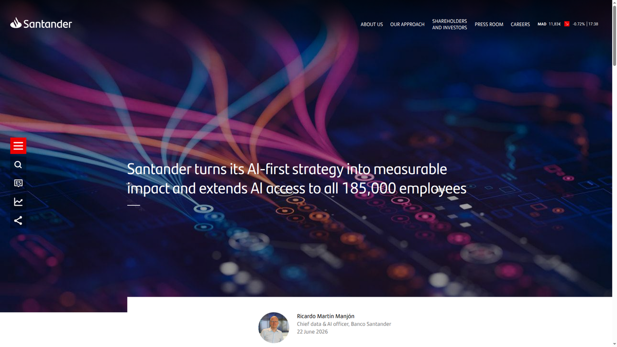 Santander switches on AI for all 185,000 staff as its 'AI-first' bet starts paying off
