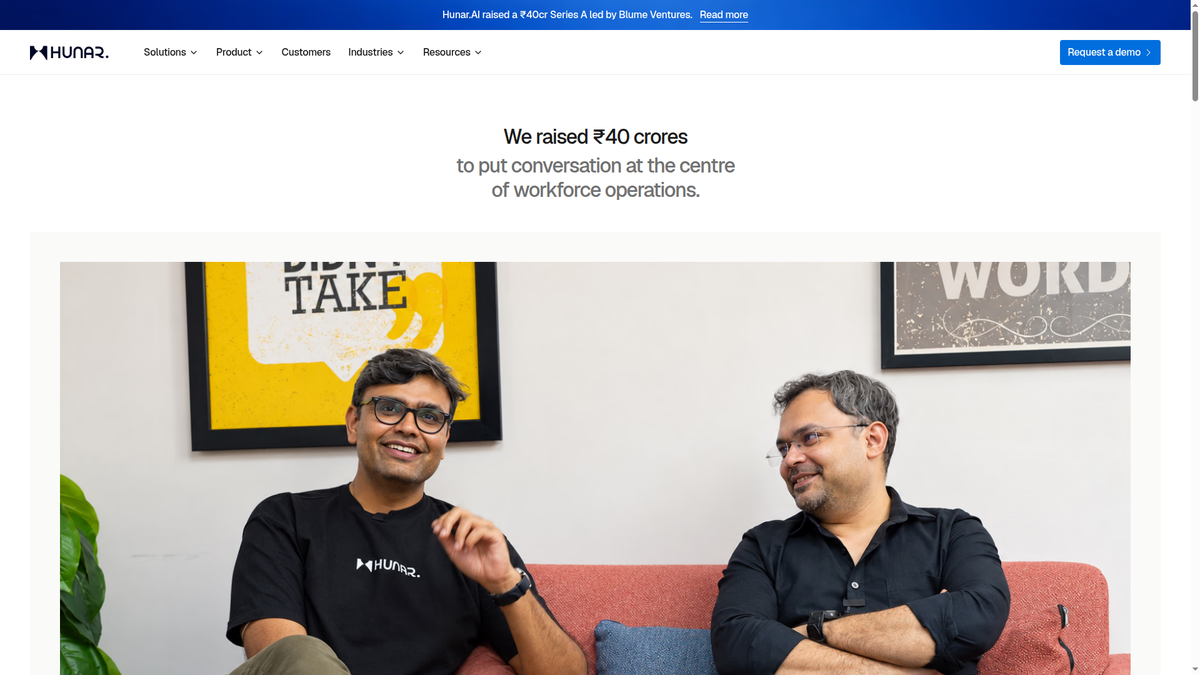 Hunar.AI raises ₹40 crore Series A led by Blume to scale conversational AI for frontline hiring