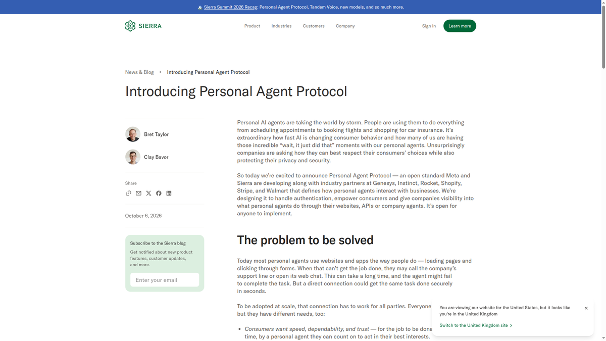Sierra and Meta launch Personal Agent Protocol to set rules for AI agents dealing with businesses