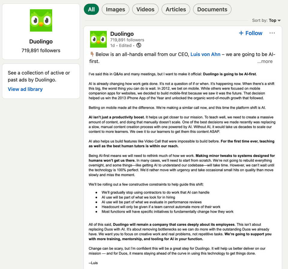 The Duolingo CEO's AI Memo