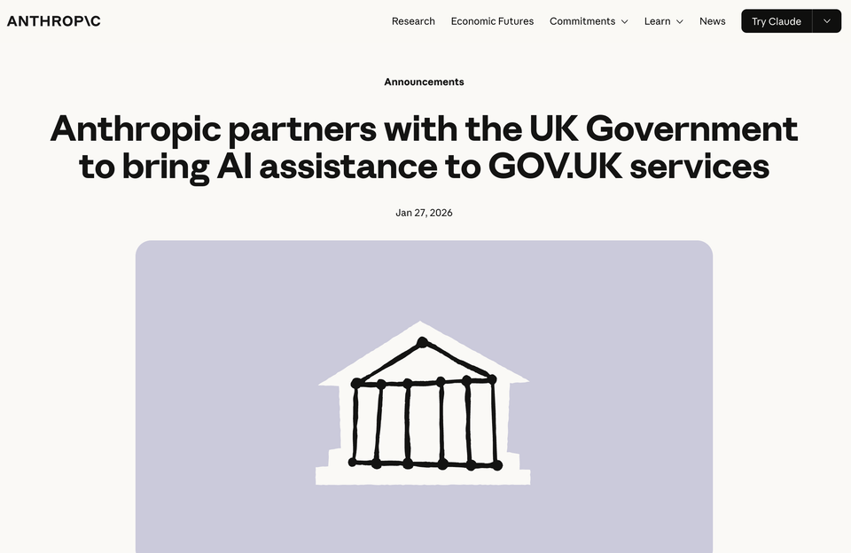 Anthropic selected to build AI assistant for UK government