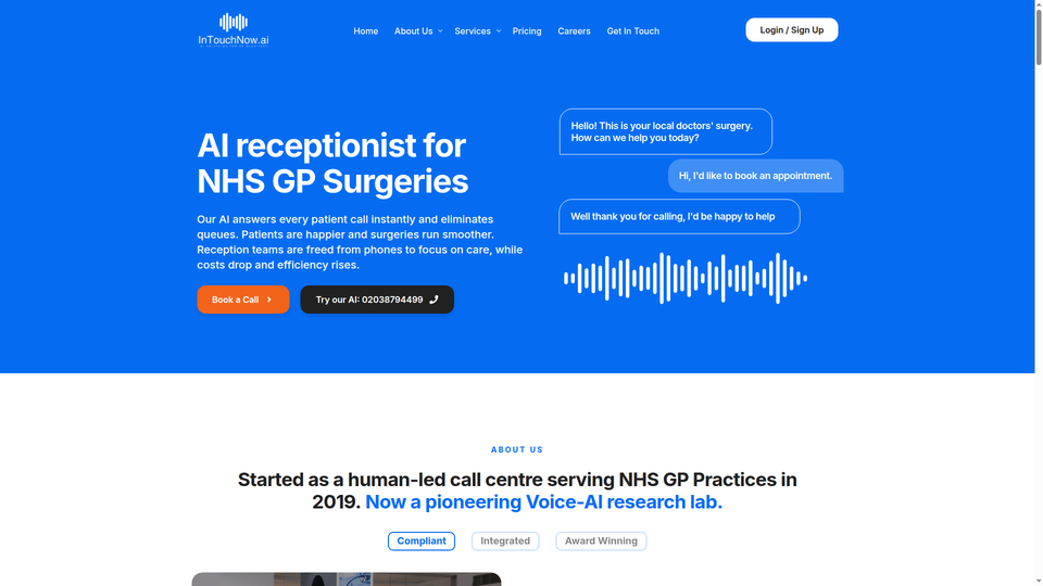 InTouchNow raises £2.3m to take its AI receptionist to more NHS GP surgeries